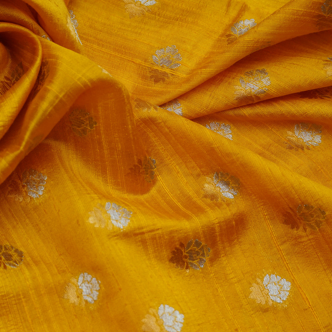 Handwoven Yellow Raw silk Fabric - 30T004459DSC