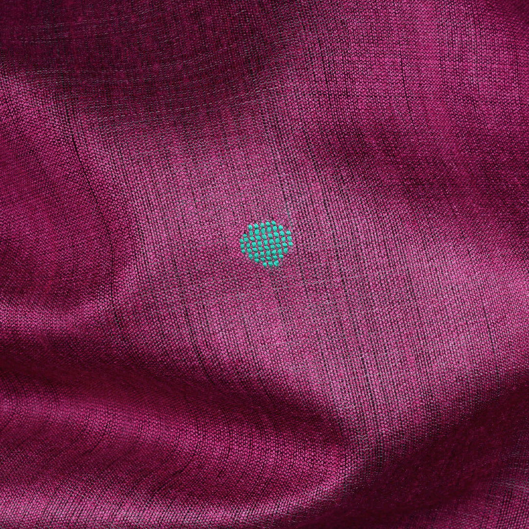 Pink tussar silk Paithani saree with dotted body, gold zari border and multicolor bird jamdani pallu with matching blouse