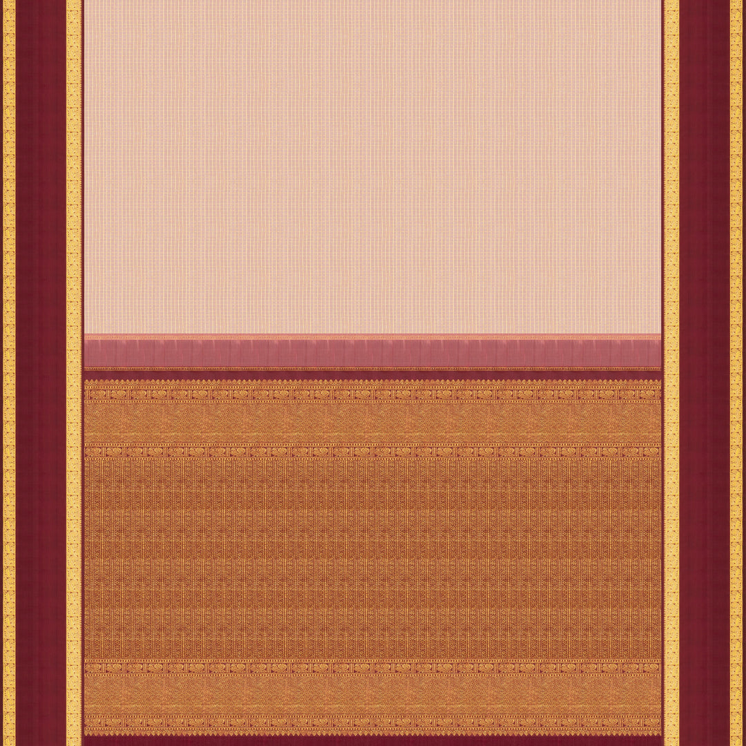 Mauve Kanjivaram silk saree with vairaoosi checks, maroon rettapet annam border and rich diamond pallu with matching blouse