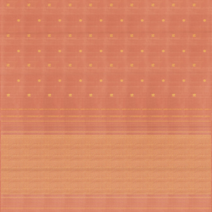 Beige peach Kanjivaram silk saree with annam and chakram butta, gold zari lined pallu and matching monotone blouse