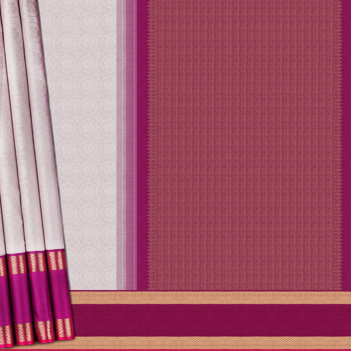 Handwoven Violet with Pink Kanjivaram Silk Saree - 1833T008664DSC