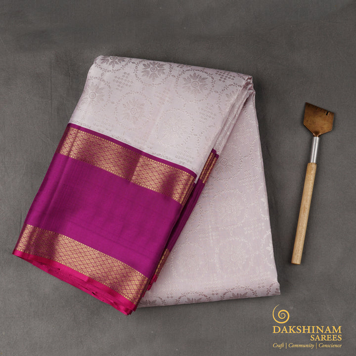 Handwoven Violet with Pink Kanjivaram Silk Saree - 1833T008664DSC