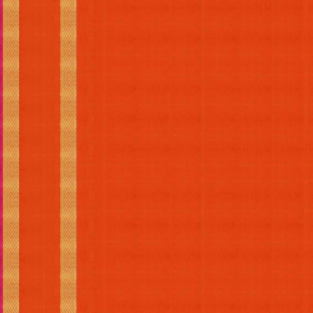 Handwoven Blue with Orange Kanjivaram Silk Saree - 1834T008272DSC