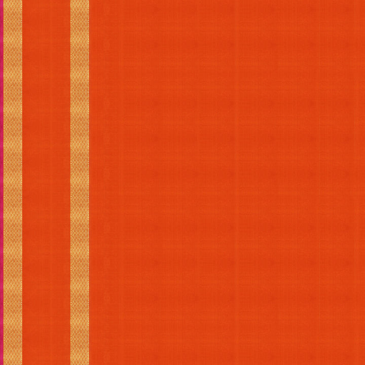 Handwoven Blue with Orange Kanjivaram Silk Saree - 1834T008272DSC