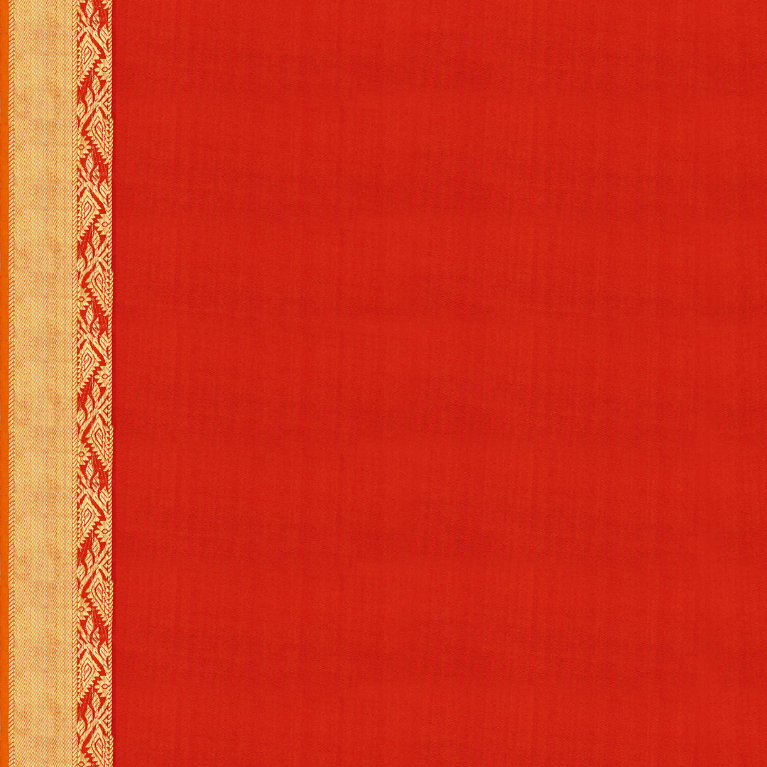 Handwoven Black with Orange Kanjivaram Silk Saree - 1836T008333DSC