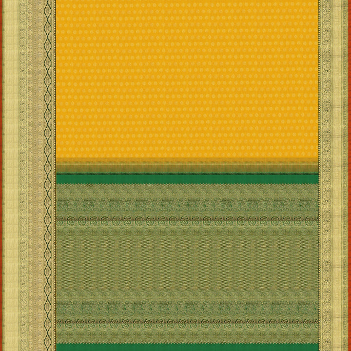 Handwoven Yellow with Orange Kanjivaram Silk Saree - 1852T004850DSC