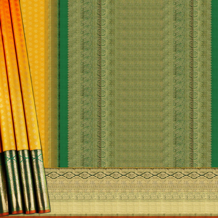 Handwoven Yellow with Orange Kanjivaram Silk Saree - 1852T004850DSC