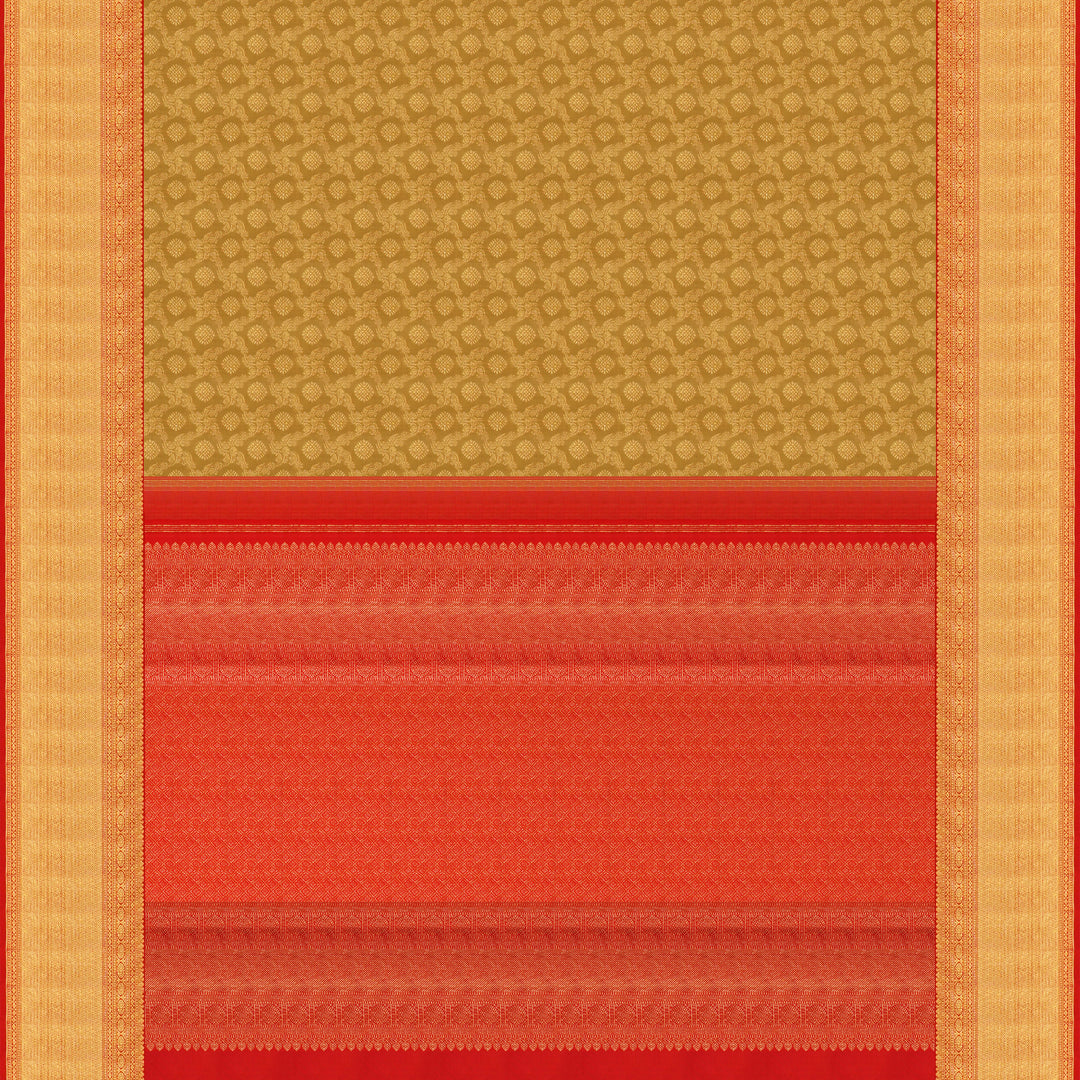 Handwoven Gold with Red Kanjivaram Silk Saree - 1853T007503DSC