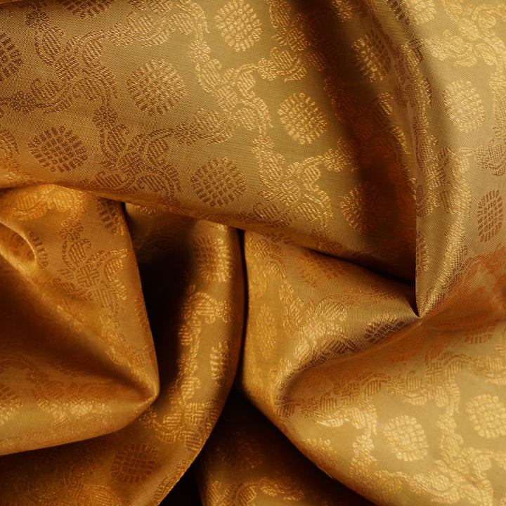 Handwoven Gold with Red Kanjivaram Silk Saree - 1853T007503DSC
