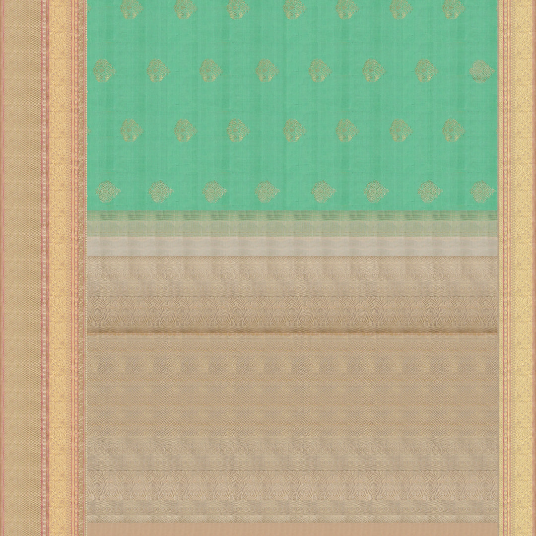 Handwoven Green with Beige Kanjivaram Silk Saree - 1854T005696DSC