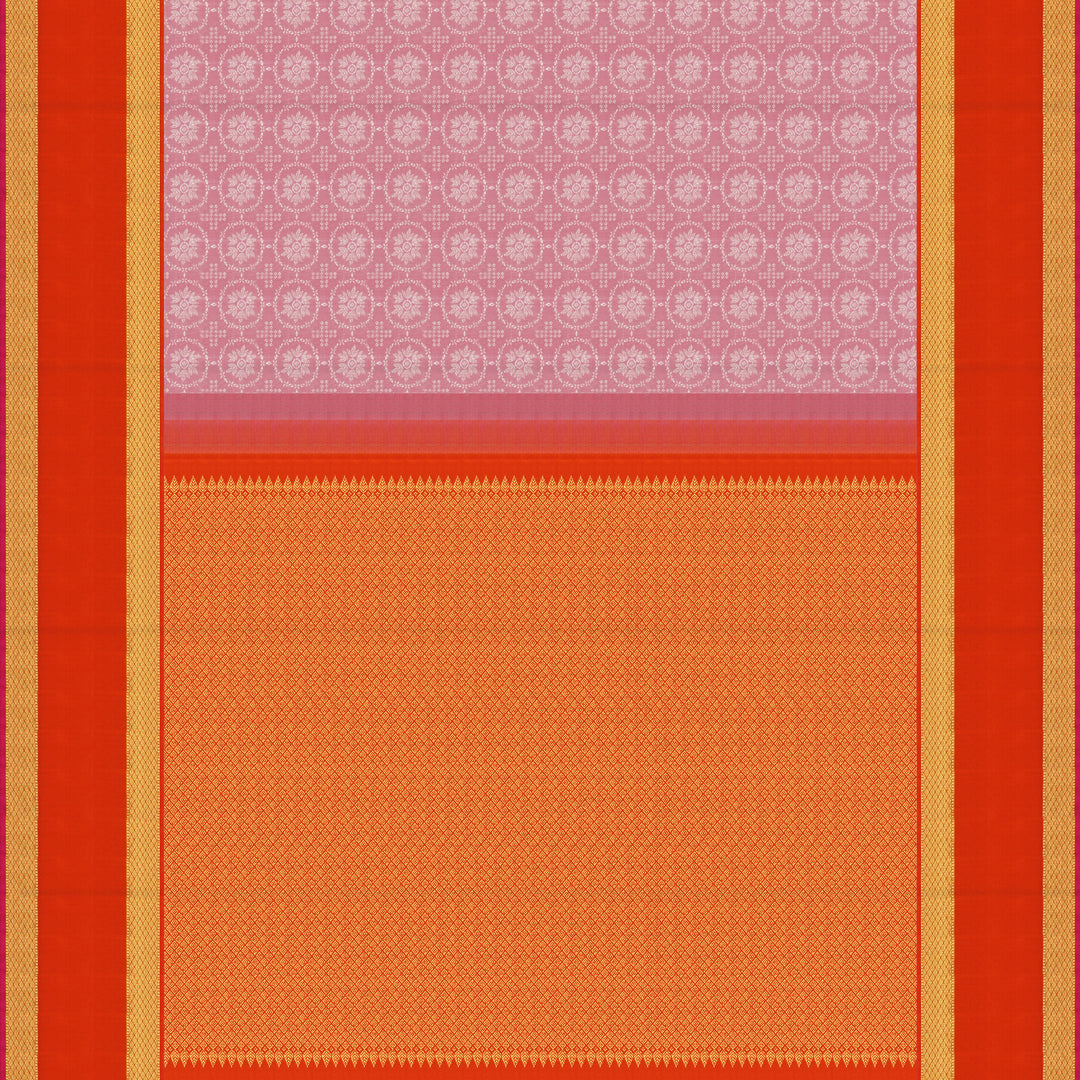 Handwoven Pink with Orange Kanjivaram Silk Saree - 1857T008334DSC