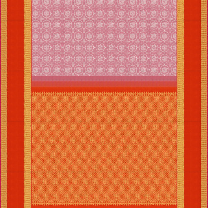 Handwoven Pink with Orange Kanjivaram Silk Saree - 1857T008334DSC