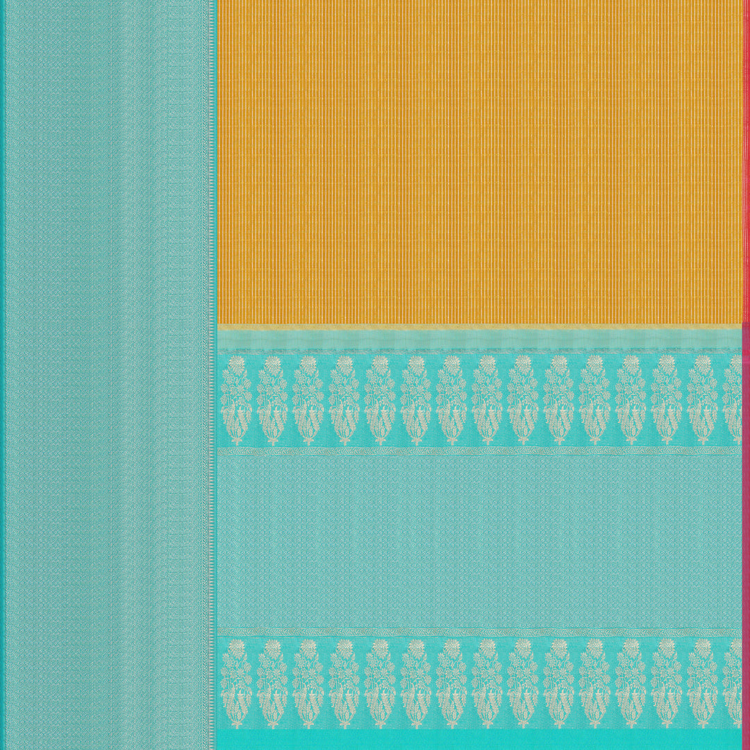 Handwoven Yellow with Blue Kanjivaram Silk Saree - 1858T006073DSC