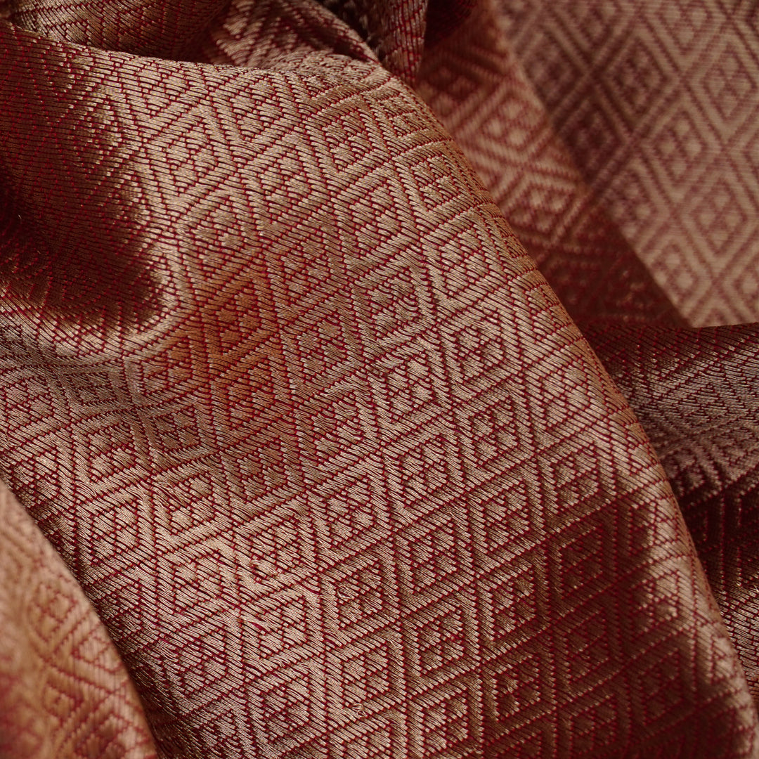 Handwoven Pink Banarasi Fabric - 35T006216DSC