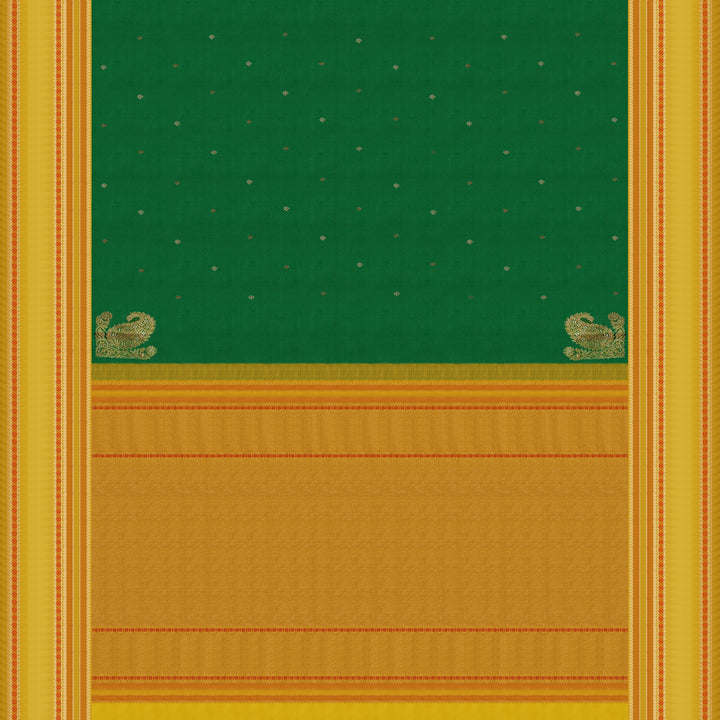 Handwoven Green with yellow Kanjivaram Silk Saree - 1864T005887DSC