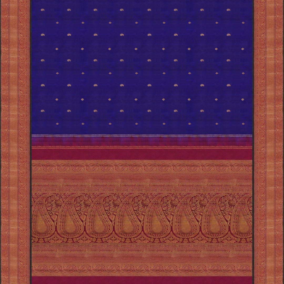 Handwoven Violet with Magenta Kanjivaram Silk Saree - 1875T008783DSC
