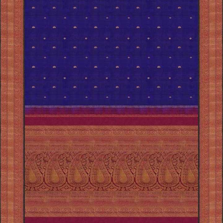 Handwoven Violet with Magenta Kanjivaram Silk Saree - 1875T008783DSC