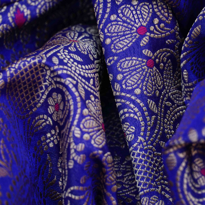 Handwoven Violet Banarasi Fabric - 39T006180DSC