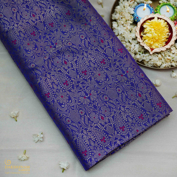 Handwoven Violet Banarasi Fabric - 39T006180DSC