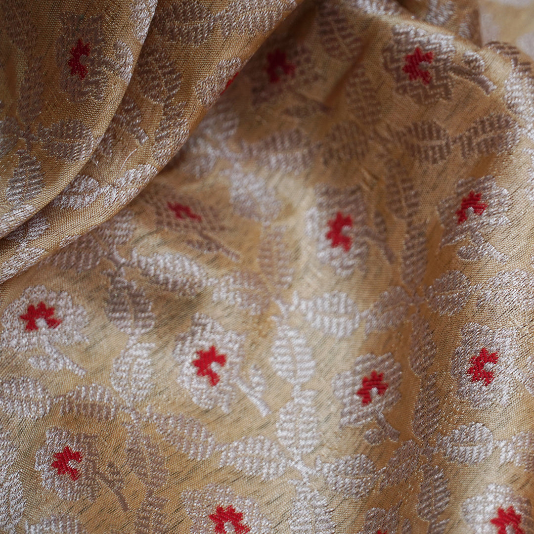 Handwoven Gold Banarasi Fabric - 3T006181DSC