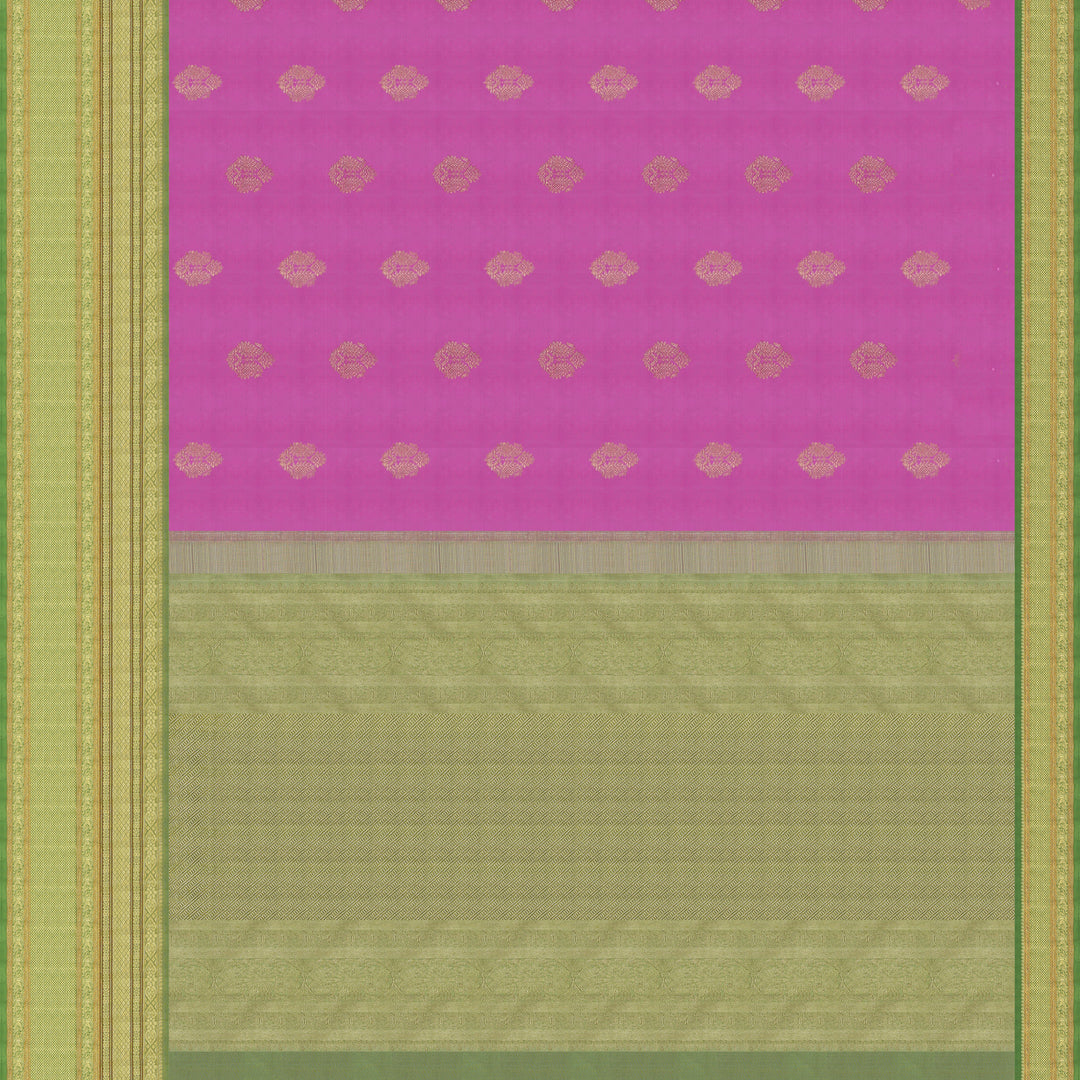 Handwoven Pink with Green Kanjivaram Silk Saree - 1896T005707DSC