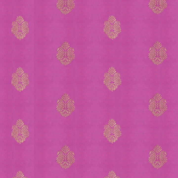 Handwoven Pink with Green Kanjivaram Silk Saree - 1896T005707DSC