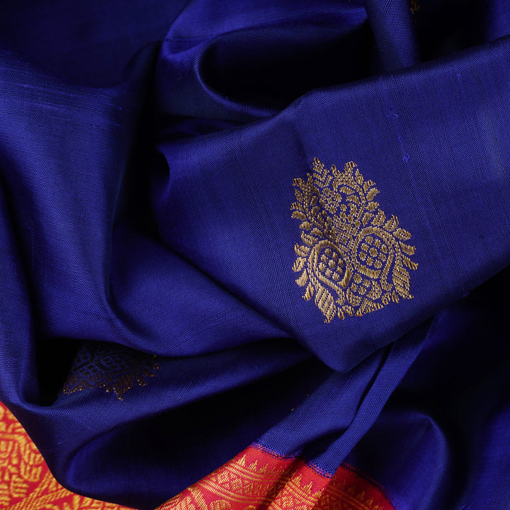 Handwoven Blue with Pink Kanjivaram Silk Saree - 1900T004064DSC