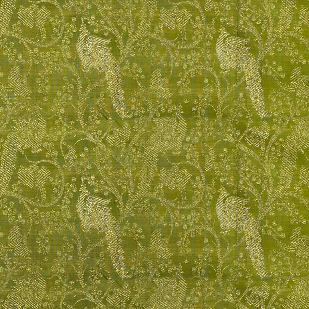 Handwoven Green with Blue Kanjivaram Silk Saree - 1903T004271DSC