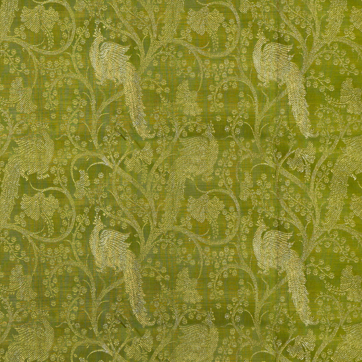Handwoven Green with Blue Kanjivaram Silk Saree - 1903T004271DSC