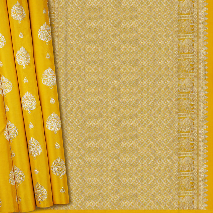 Handwoven Yellow Kanjivaram Silk Saree- 1541T005703DSC