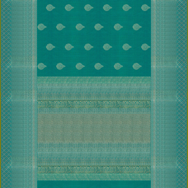 Handwoven Green Kanjivaram Silk Saree - 1908T007502DSC