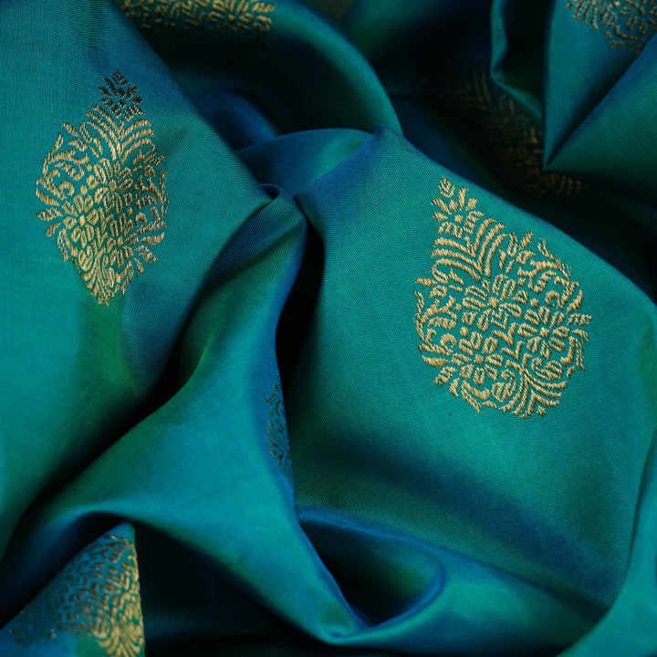 Handwoven Green Kanjivaram Silk Saree - 1908T007502DSC