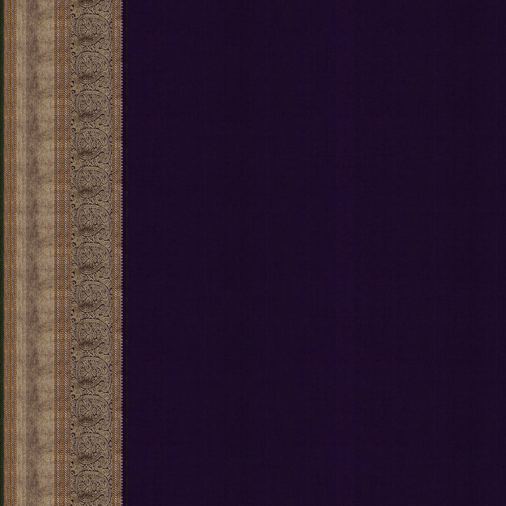Handwoven Peach with Purple Kanjivaram Silk Saree - 1910T005692DSC