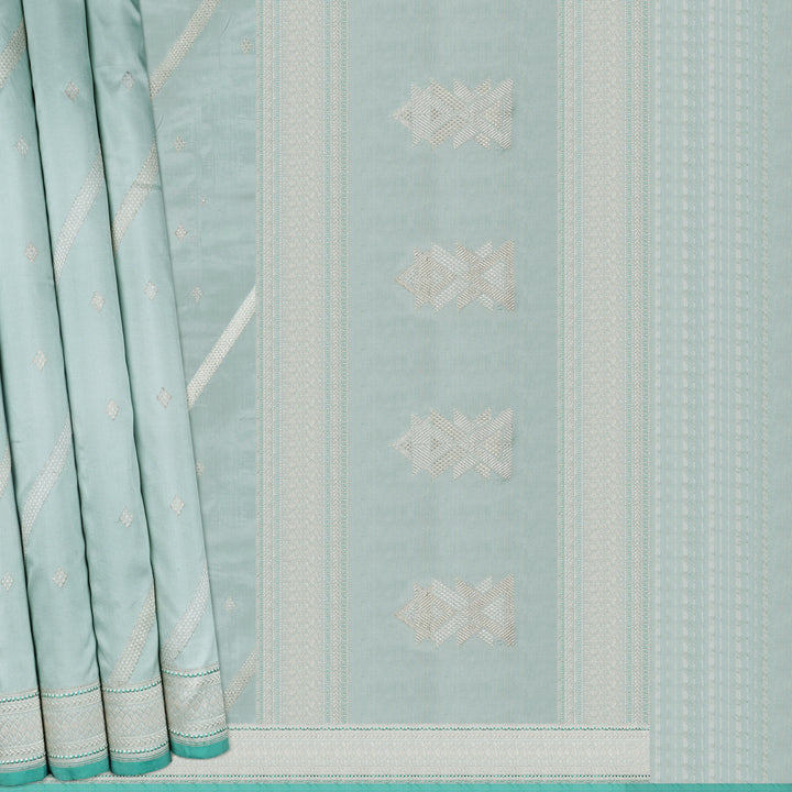 Handwoven Blue Banarasi Silk Saree - 1916T006267DSC