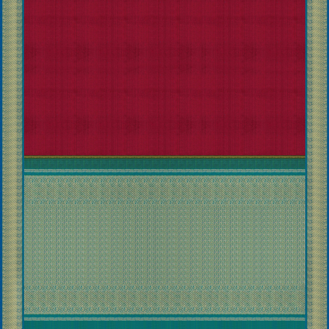 Handwoven Maroon with Blue Kanjivaram Silk Saree - 1919T009035DSC