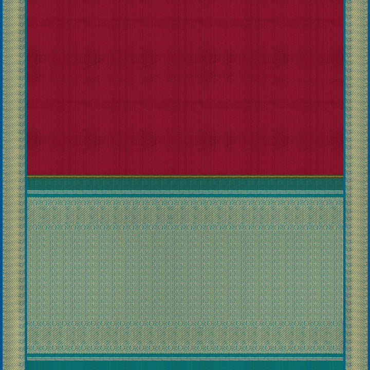 Handwoven Maroon with Blue Kanjivaram Silk Saree - 1919T009035DSC