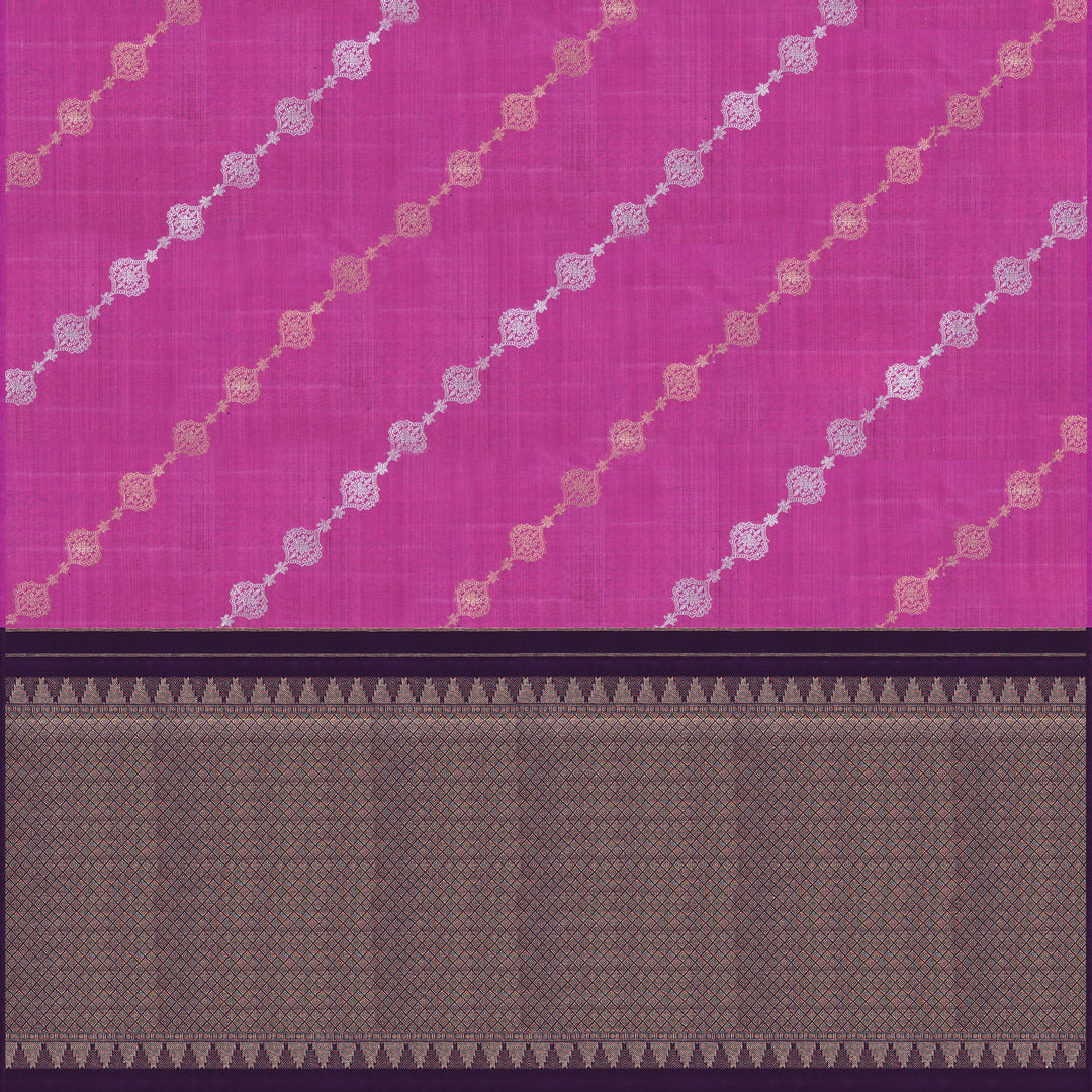 Handwoven Pink with Purple Kanjivaram Silk Saree - 1927T008994DSC