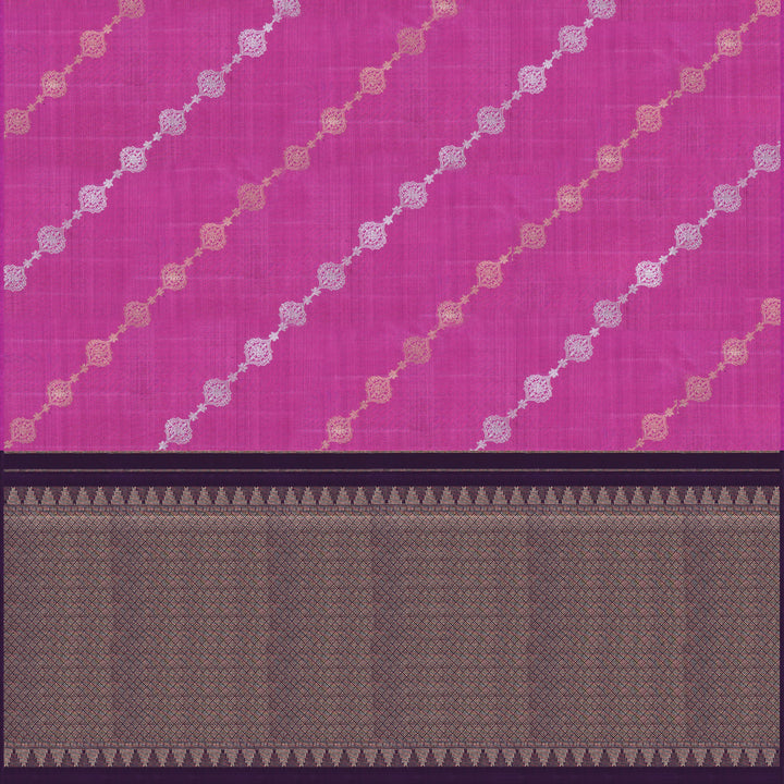 Handwoven Pink with Purple Kanjivaram Silk Saree - 1927T008994DSC