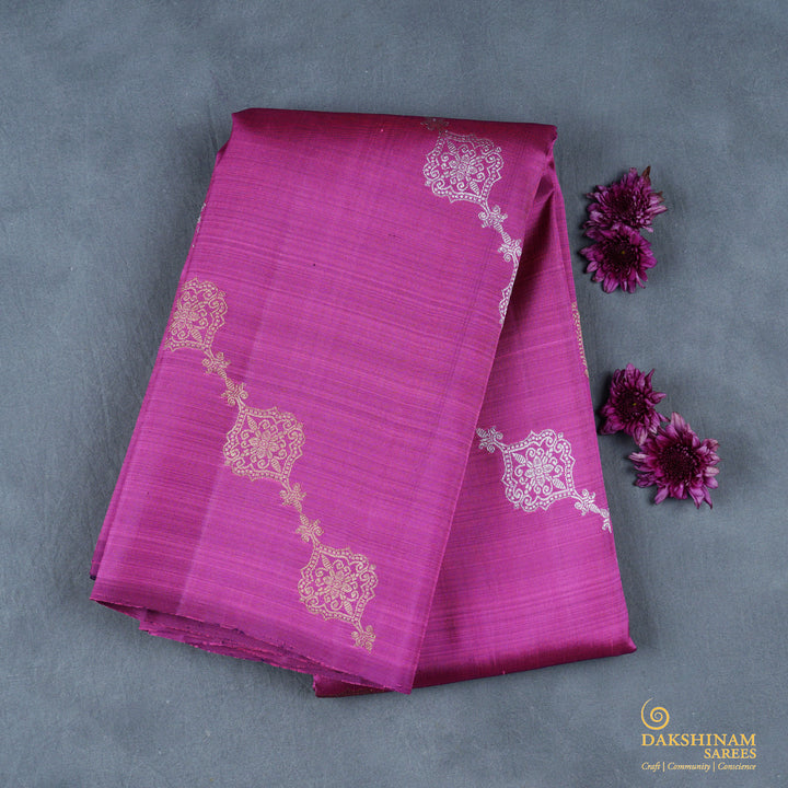 Handwoven Pink with Purple Kanjivaram Silk Saree - 1927T008994DSC
