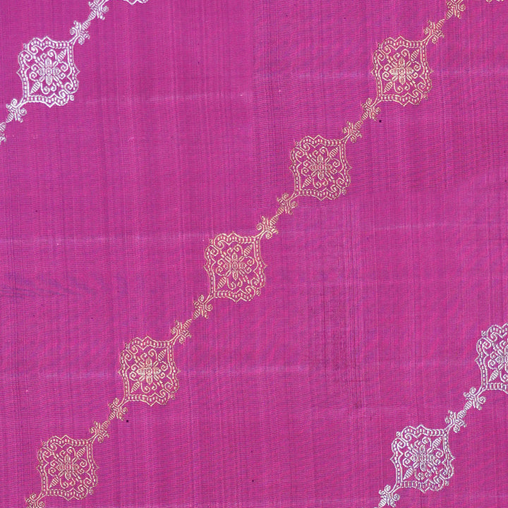 Handwoven Pink with Purple Kanjivaram Silk Saree - 1927T008994DSC
