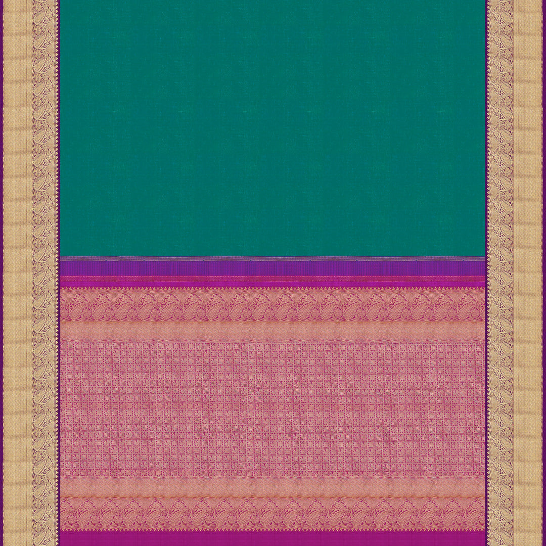 Handwoven Green with Violet Kanjivaram Silk Saree - 1928T008672DSC