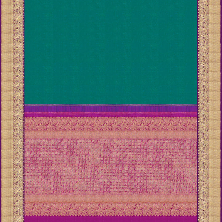 Handwoven Green with Violet Kanjivaram Silk Saree - 1928T008672DSC