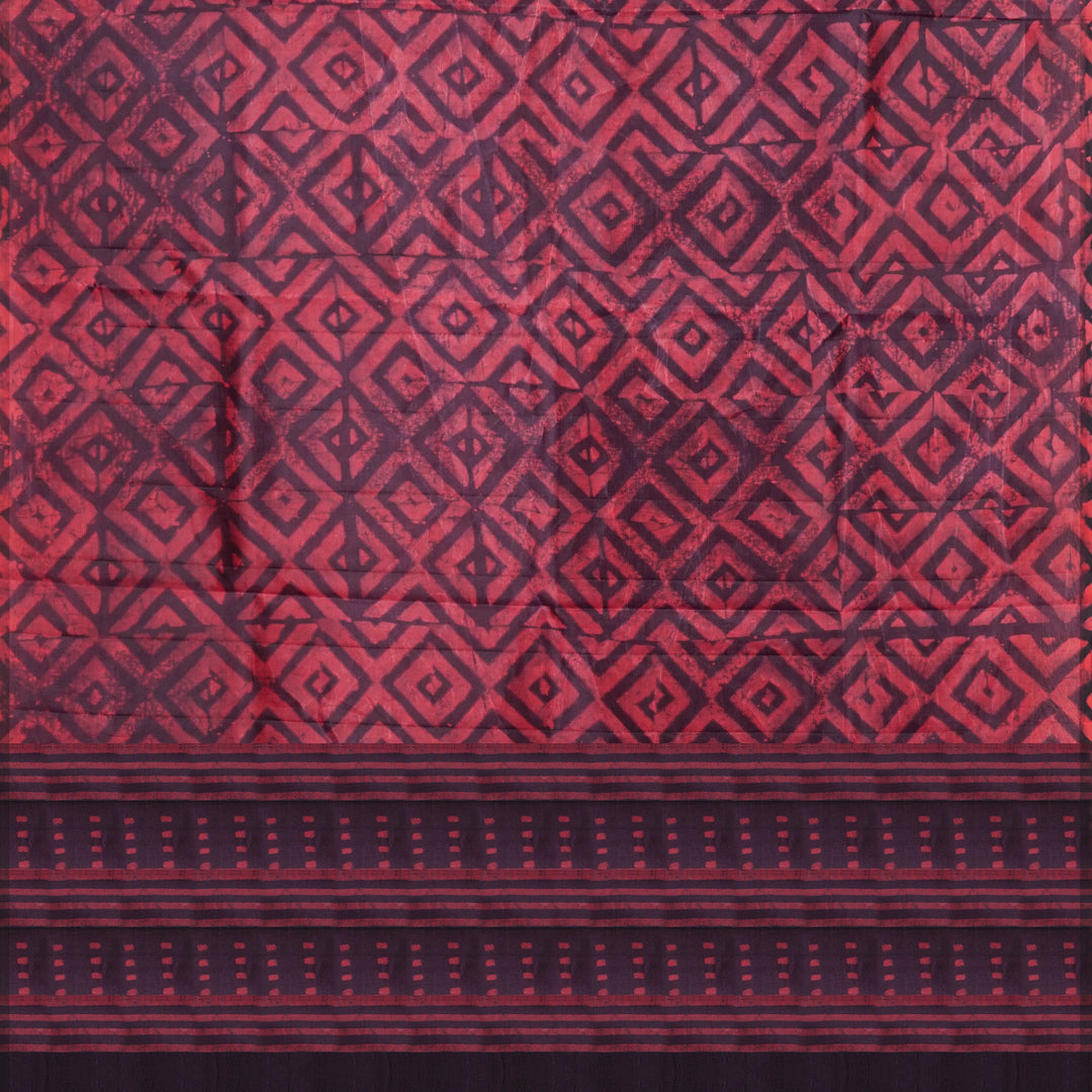 Handwoven Brown with Red Tussar Silk Saree - 1933T009127DSC