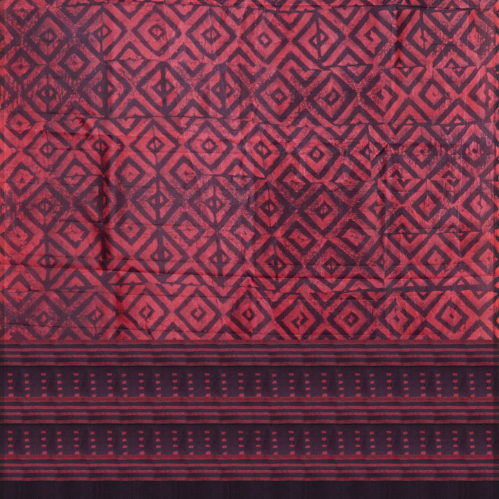 Handwoven Brown with Red Tussar Silk Saree - 1933T009127DSC