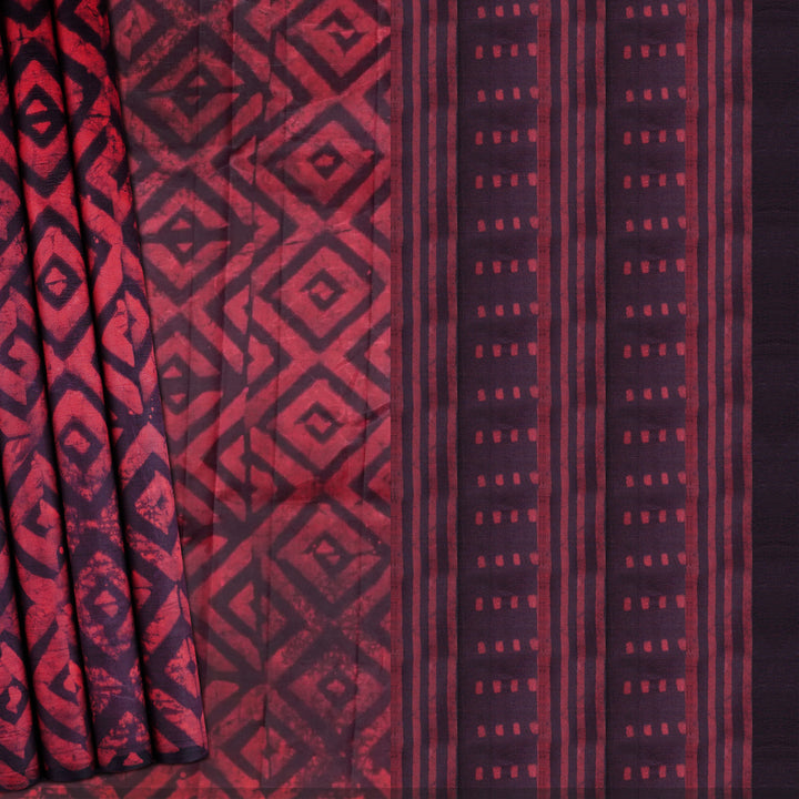 Handwoven Brown with Red Tussar Silk Saree - 1933T009127DSC