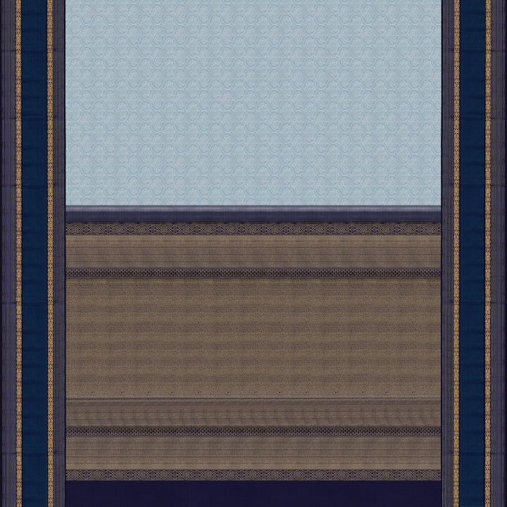 Handwoven Blue Kanjivaram Silk Saree - 1939T009060DSC