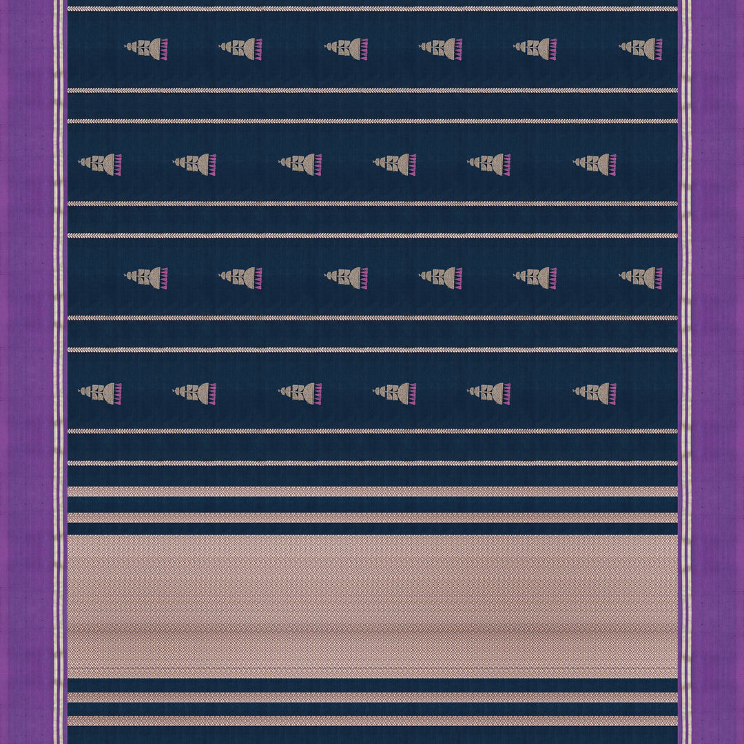 Handwoven Green with Purple Banarasi Silk Saree - 1954T009366DSJ