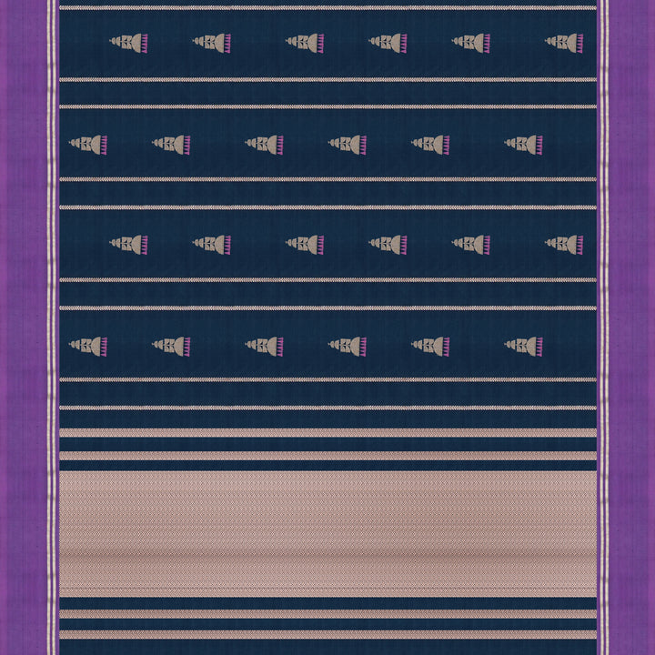 Handwoven Green with Purple Banarasi Silk Saree - 1954T009366DSJ