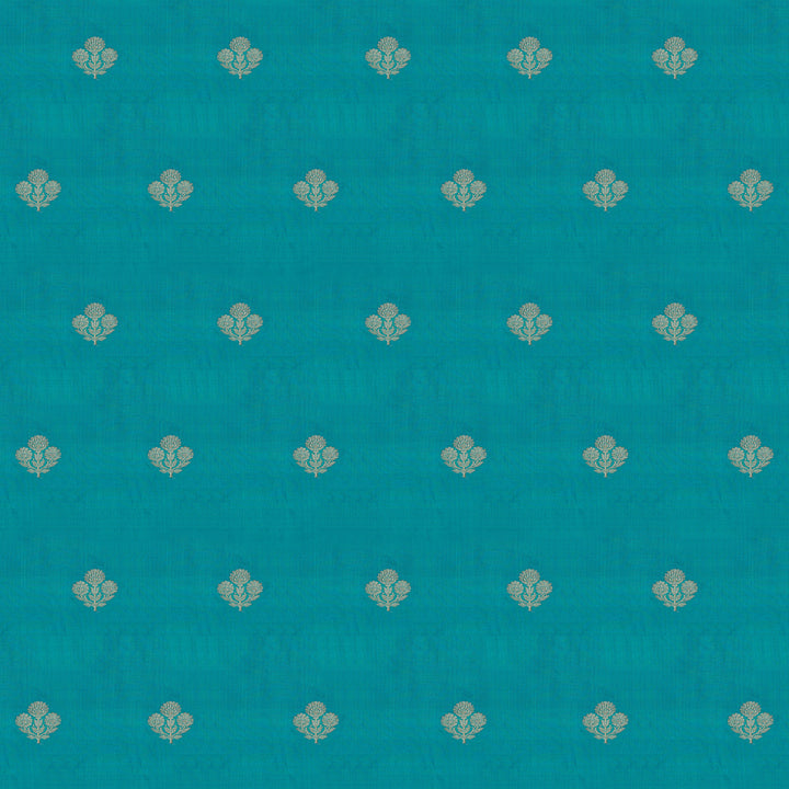 Handwoven Blue Banarasi Fabric - 44T004469DSC