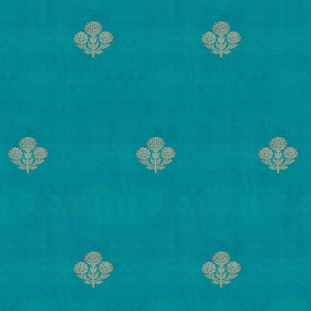 Handwoven Blue Banarasi Fabric - 44T004469DSC